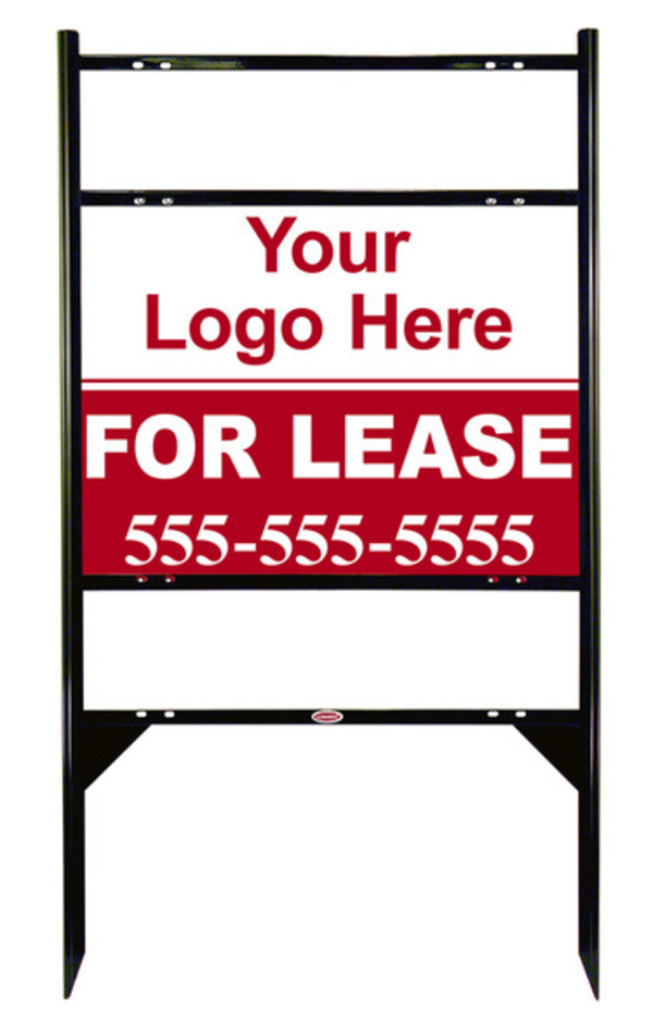 For Lease Property Sign Units with 2 Rider Inserts and Area For Company Logo, 18h x 24w, Black